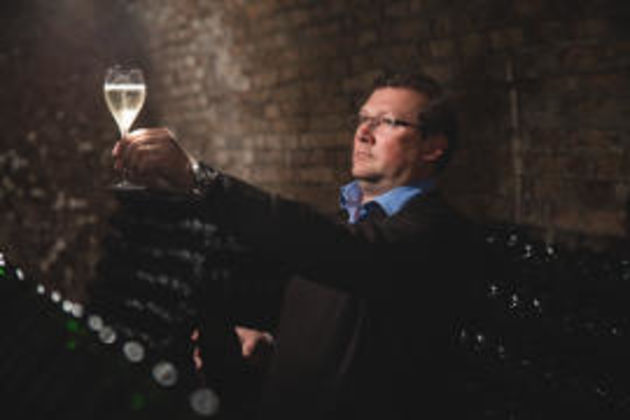 Philippe Paques Tasting Champagne in his Cellars